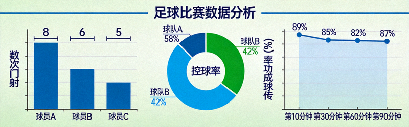 足球数据分析可视化图表 - 射门控球率传球成功率等数据展示